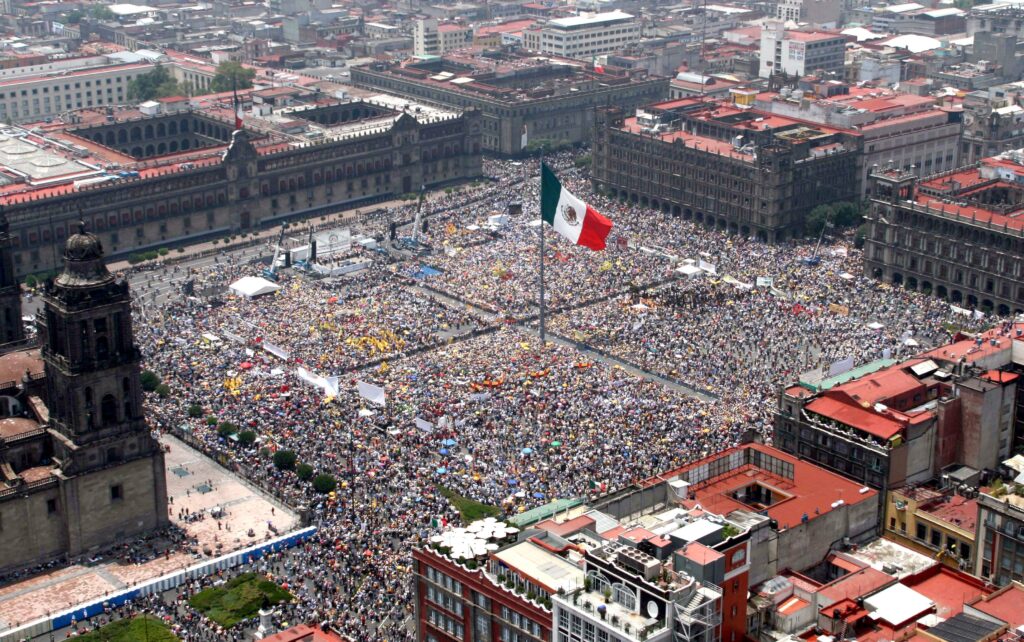 Birds eye view of Zocalo in Mexico City