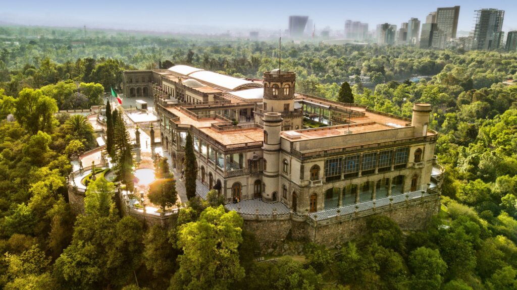 Birds eye view of Chapultepec Castle in Mexico City