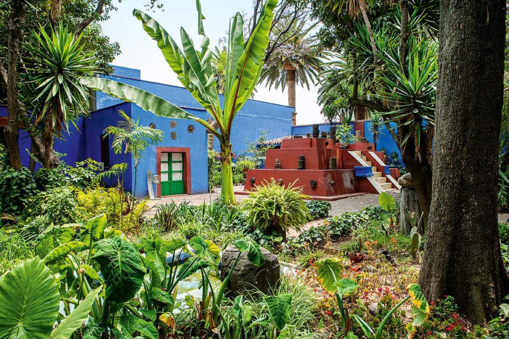 Garden view of the Casa Azul of Frida Kahlo Museum