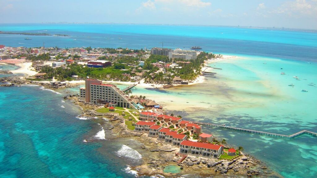 Aerial View of Isla Mujeres near Cancun Mexico