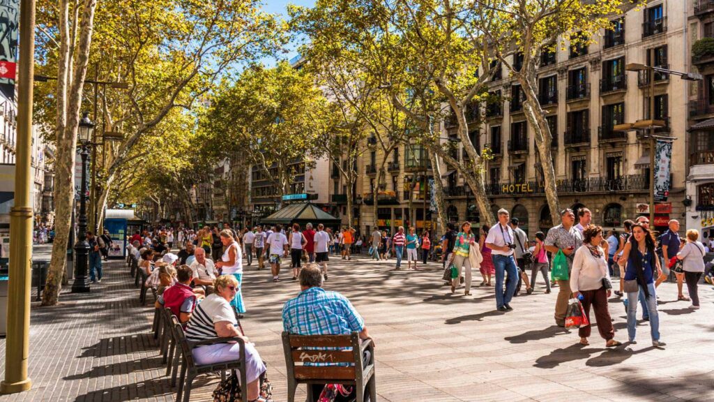 Las Ramblas street in Barcelona Catalonia Spain