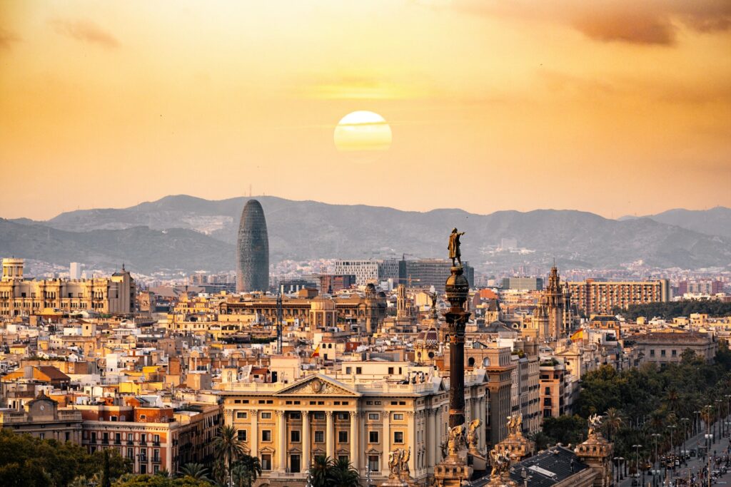 Sunset in Barcelona Catalonia Spain